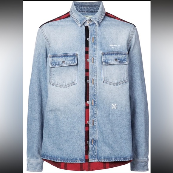 Off white denim jacket. Worn once. Like new. Authenticity guaranteed.
